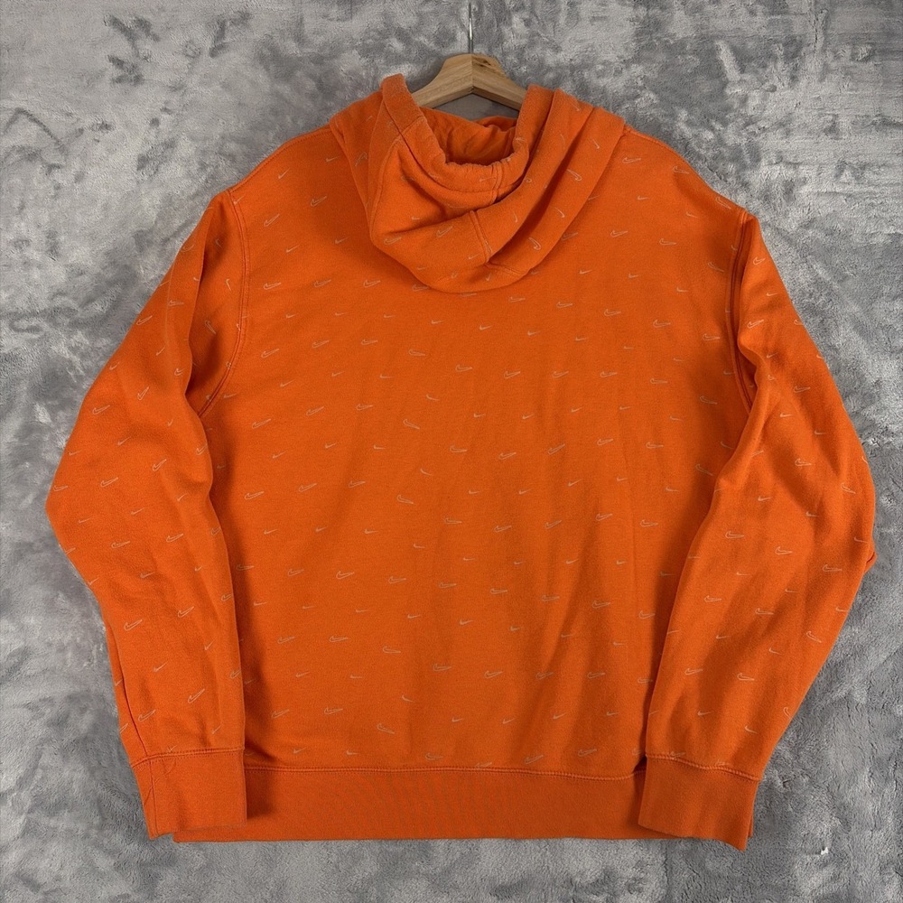 Nike Hoodie Sweatshirt Mens XL Orange Nike Swoosh All Over Print DC2767-837 - Picture 9 of 9